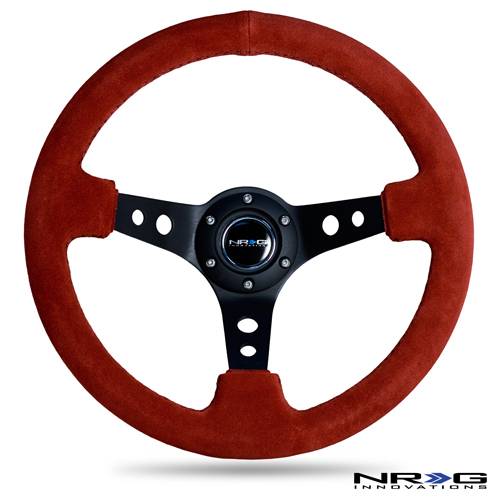 Nrg Innovations Nrg Innovations 350mm Sport Steering Wheel 3 Deep Red Suede W Black Corsport