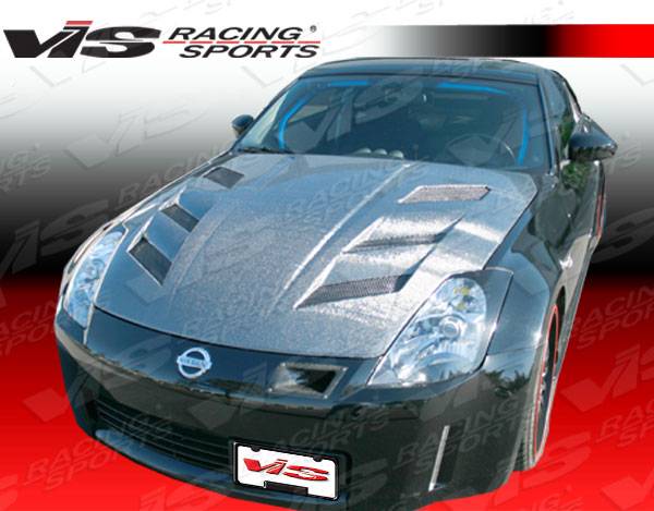 VIS - 2003-2006 Nissan 350Z VIS Carbon Fiber Hood AMS Style Titanium Silver