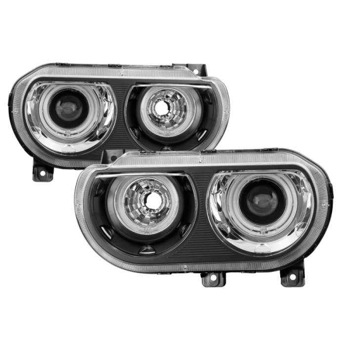 SPYDER - xTune Dodge Challenger 08-14 Halogen Only Halo Projector Headlights Black PRO-JH-DCHAL08-HA-BK 9039249