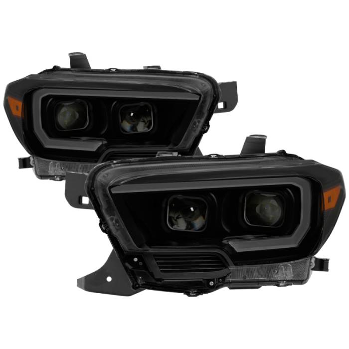 SPYDER - xTune Toyota Tacoma 16-18 DRL Light Bar Projector Headlights - Black Smoked PRO-JH-TTA16-LBDRL-BSM 9039270