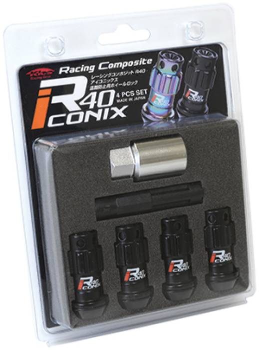 Project Kics - Project Kics 12X1.50 R40 Iconix Black Lug Nut Lock Set - 4 WYIF41KK