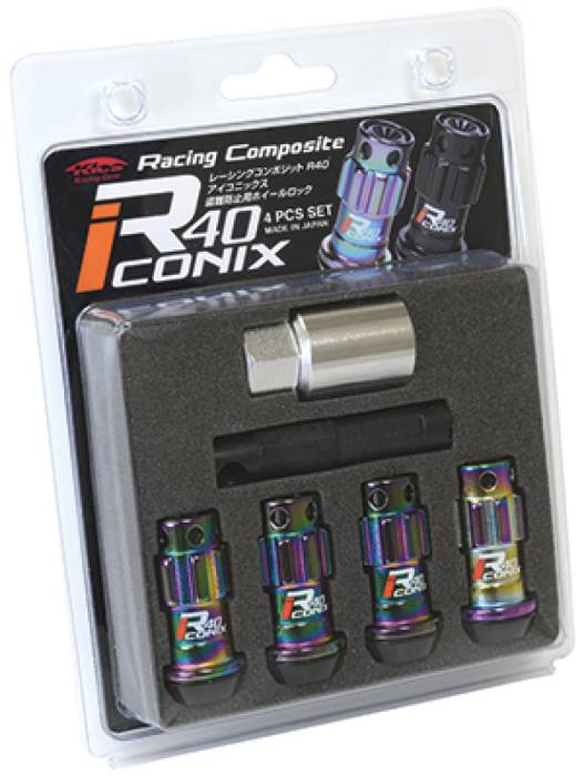 Project Kics - Project Kics 12X1.50 R40 Iconix Neochrome Lug Nut Lock Set - 4 WYIF41NK