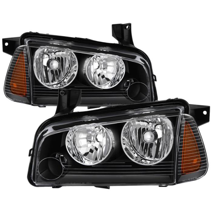 SPYDER - xTune Dodge Charger 05-10 (Non-HID) OEM Style Headlights w/ Corner 4pcs - Black HD-JH-DCH05-SET-BK 9040160