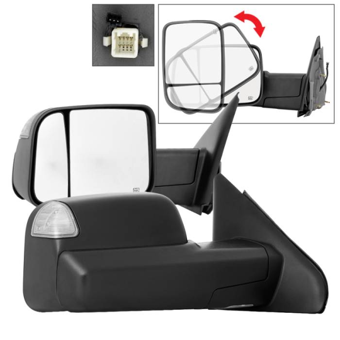 SPYDER - xTune Dodge Ram 02-09 G2 Manual Extendable / Power Heated Mirror - MIR-DRAM02S-G2-PW-SET 9939877