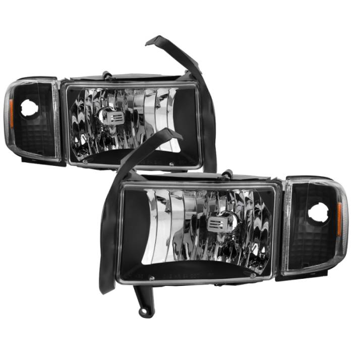 SPYDER - xTune Dodge Ram 1500 94-01 OEM Style Headlights w/ Corner Lamps - Black OEM HD-JH-DR94-SET-BK 9040061