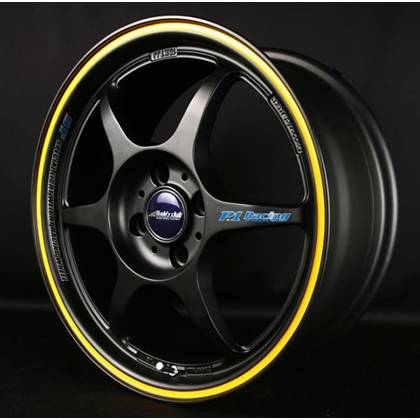 Buddy Club - Buddy Club P1 Racing SF Challenge Wheels 17X7.0 4X100 ET42 Matte Black/Yellow (Set Of 4)