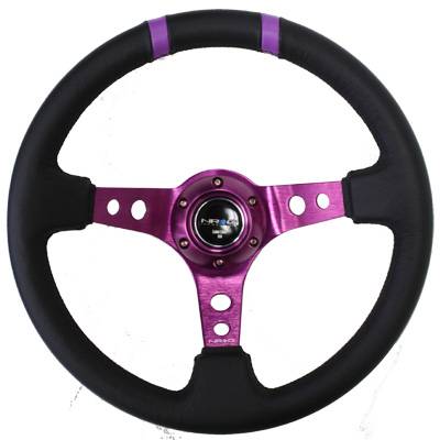 NRG Innovations - NRG Innovations Limited Edition 350mm Sport Steering Wheel (3" Deep) - Purple w/ Purple Double Center Markings