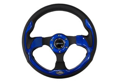 NRG Innovations - NRG Innovations Pilota Series 320mm Sport Leather Steering Wheel with Blue Inserts