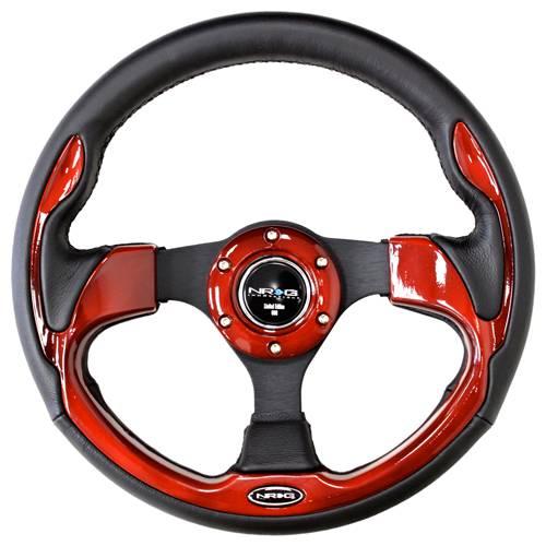 NRG Innovations - NRG Innovations Pilota Series 320mm Sport Leather Steering Wheel with Red Inserts