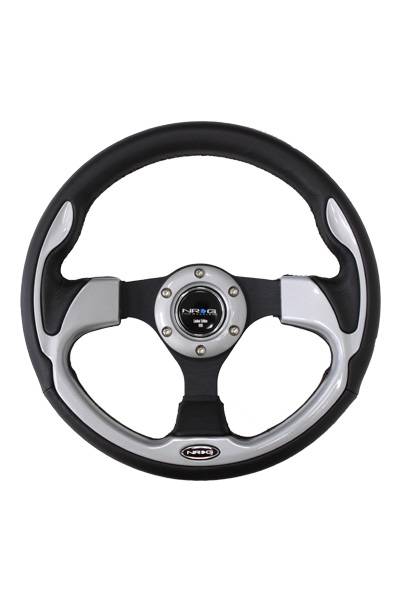 NRG Innovations - NRG Innovations Pilota Series 320mm Sport Leather Steering Wheel with Silver Inserts