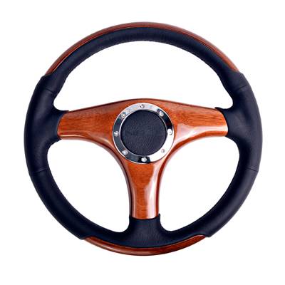 NRG Innovations - NRG Innovations Classic Wood Grain Wheel 350mm - 3 Spoke Center Wood