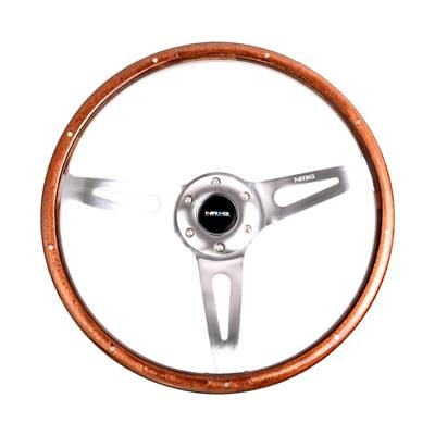 NRG Innovations - NRG Innovations Classic Wood Grain Wheel 365mm - 3 Spoke Center Polished Aluminum - Wood w/ Metal Accents