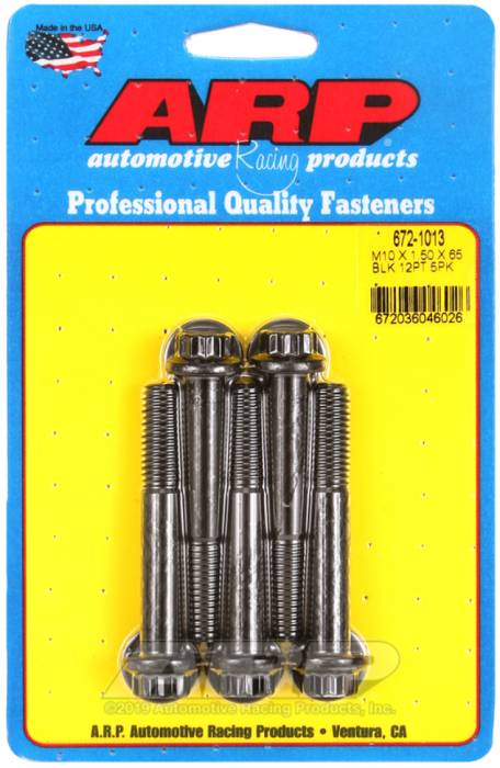 ARP - ARP M10 x 1.50 x 65mm 12pt Black Oxide Bolts (5/pkg) 672-1013