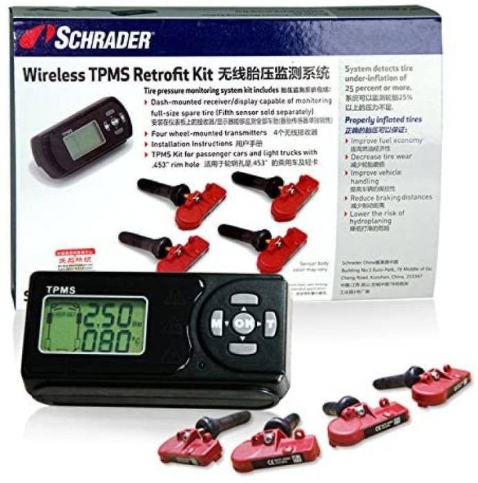 Schrader - Schrader TPMS Retrofit Kit - Battery Operated Display - Fits Most Vehicles without OE TPMS SCH-BRK-4PC