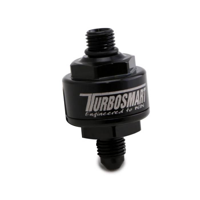 Turbosmart - Turbosmart Billet Turbo Oil Feed Filter w/ 44 Micron Pleated Disc AN-4 Male to AN-4 ORB- Black TS-0804-1003