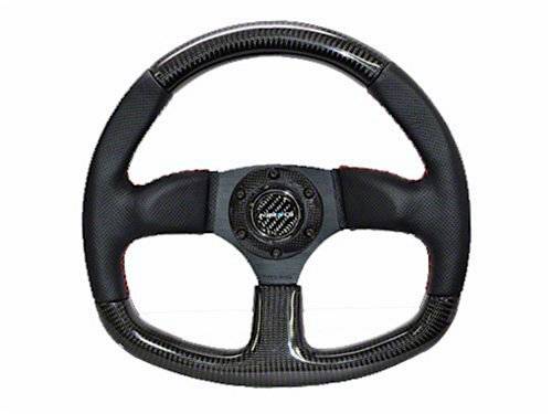 NRG Innovations - NRG Innovations 320mm Flat Bottom Carbon Fiber Steering Wheel - Black Stitching