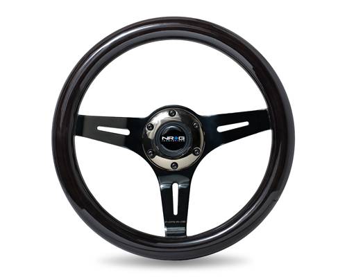 NRG Innovations - NRG Innovations 310mm Classic Black Wood Grain Wheel - Black Wood w/ Black Chrome Spokes