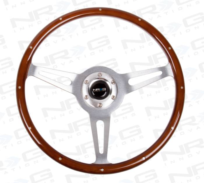 NRG Innovations - NRG Innovations 365mm Classic Dark Wood Grain Wheel - Dark Wood w/ Brushed Aluminum