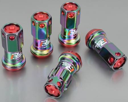 Project Kics R40 Iconix Lug Nuts 12X1.25 20pc - Neochrome w/Black Cap