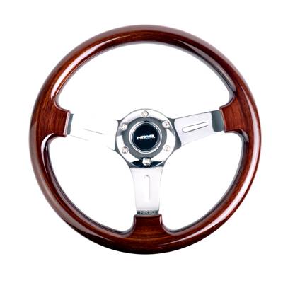 NRG Innovations - NRG Innovations 330mm Classic Wood Grain Steering Wheel - Classic Wood w/ Chrome Spokes