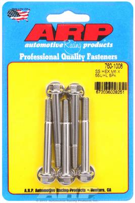 ARP - ARP M6 x 1.00 x 55 SS Hex Bolts (5/pkg) 760-1008