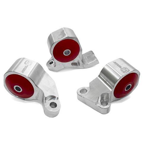 Innovative Mounts - 1988-1991 Honda Civic and CRX Billet Replacement Mount Kit, Aluminum, silver, 60A RED, Bushing