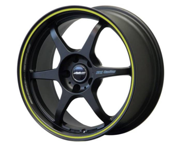 Buddy Club - Buddy Club P1 Racing SF Challenge 18X7.5 ET48 5X100, Matte Black w/Yellow