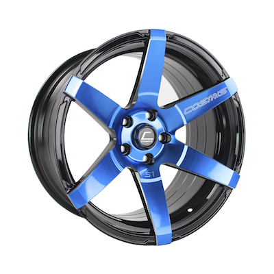 Cosmis - Cosmis Racing S1 Black w/ Blue Face & Milled Spoke 18x9.5 +15mm 5x114.3