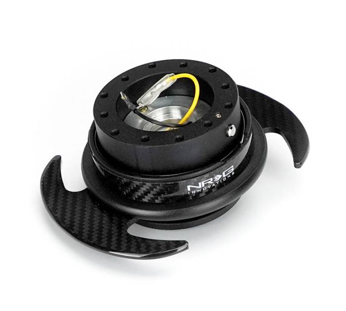 NRG Innovations - NRG Innovations Quick Release Kit - Black Body/Carbon Fiber Trim Ring w/ Carbon Fiber Handles