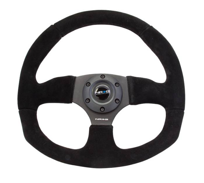 NRG Innovations - NRG Innovations Steering Wheel (320mm Horizontal / 330mm Vertical) Black Suede w/ Black Stitching