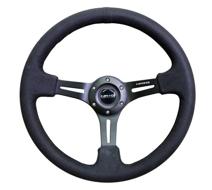 NRG Innovations - NRG Innovations Steering Wheel (350mm / 3in. Deep) Black Leather w/ Alcantara Stitching