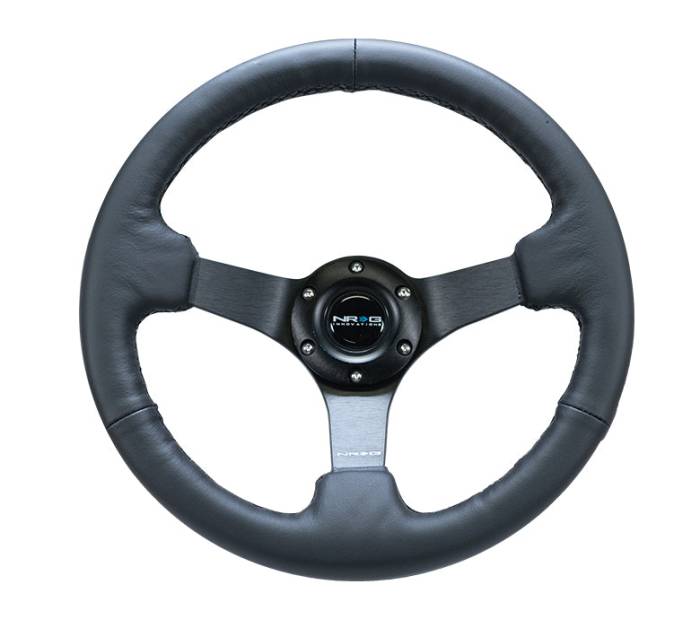 NRG Innovations - NRG Innovations Steering Wheel (330mm / 3in. Deep) Sport Leather Racing / 4mm Matte Black Spoke