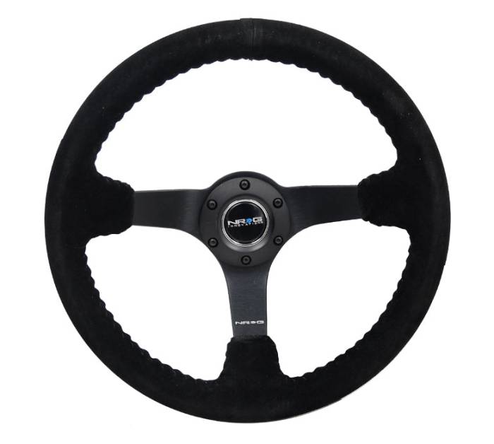 NRG Innovations - NRG Innovations Steering Wheel (350mm / 3in. Deep) Black Suede w/ Black BBall Stitch (Odi Bakchis Edition)