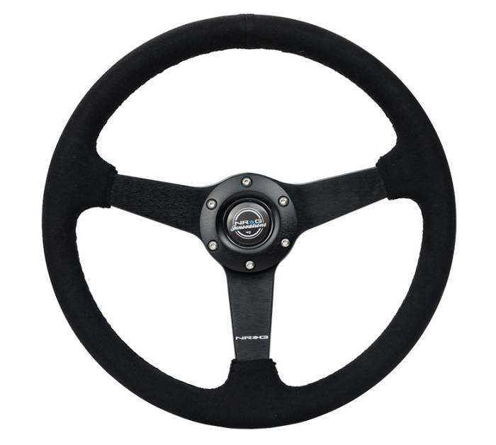 NRG Innovations - NRG Innovations Steering Wheel (350mm / 1.5in. Deep) Matte Black Spoke/ Black Alcantara w/ Black Stitching