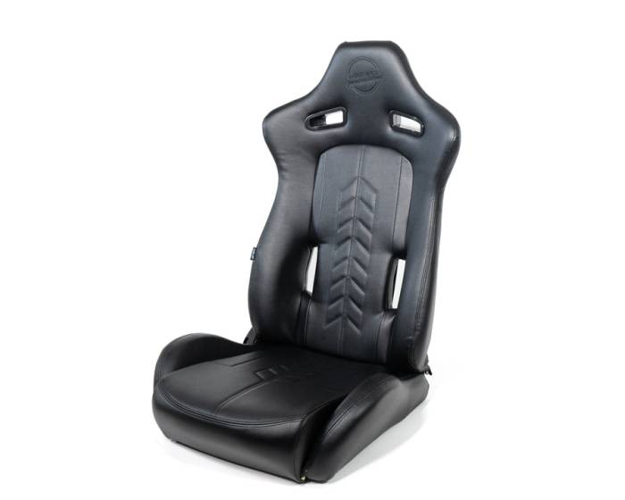 NRG Innovations - NRG Reclinable Sport Seats (Pair) The Arrow Black Vinyl w/ Pressed NRG logo w/ Black Stitch