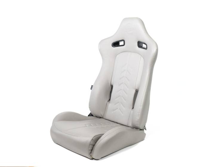 NRG Innovations - NRG Reclinable Sport Seats (Pair) The Arrow Grey Vinyl w/ Pressed NRG logo w/ Grey Stitch