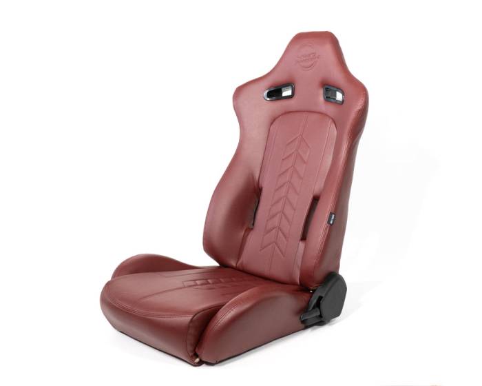 NRG Innovations - NRG Reclinable Sport Seats (Pair) The Arrow Maroon Vinyl w/ Pressed NRG logo w/ Maroon Stitch