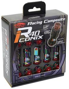 Project Kics - Project Kics 12X1.25 Neo Chrome R40 Iconix Lock & Lug Nuts - 16+4 (Black Cap) WRIA13NK - Image 2