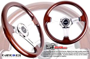 NRG Innovations - NRG Innovations 330mm Classic Wood Grain Steering Wheel - Classic Wood w/ Chrome Spokes - Image 2