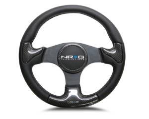 NRG Innovations - NRG Innovations 350mm Carbon Fiber Steering Wheel - Black Frame and Stitching w/ Rubber Horn Button - Image 1