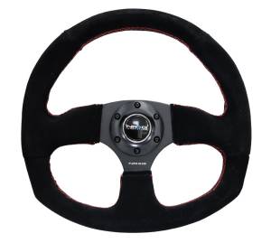 NRG Innovations - NRG Innovations Steering Wheel (320mm Horizontal / 330mm Vertical) Black Suede w/ Red Stitching - Image 1