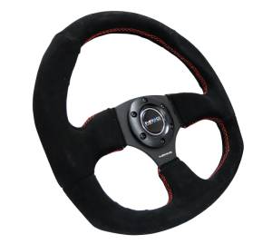 NRG Innovations - NRG Innovations Steering Wheel (320mm Horizontal / 330mm Vertical) Black Suede w/ Red Stitching - Image 2