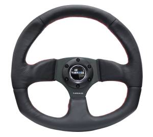 NRG Innovations - NRG Innovations Steering Wheel (320mm Horizontal / 330mm Vertical) Leather w/ Red Stitching - Image 1