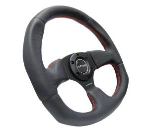 NRG Innovations - NRG Innovations Steering Wheel (320mm Horizontal / 330mm Vertical) Leather w/ Red Stitching - Image 2