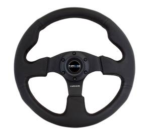 NRG Innovations - NRG Innovations Steering Wheel (320mm/ 2.5in. Deep) Black Leather w/ Black Stitching - Image 1