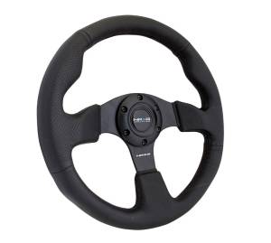 NRG Innovations - NRG Innovations Steering Wheel (320mm/ 2.5in. Deep) Black Leather w/ Black Stitching - Image 2