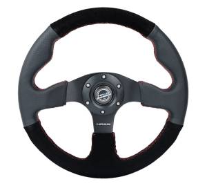 NRG Innovations - NRG Innovations Steering Wheel (320mm/ 2.5in. Deep) Sport Leather / Suede w/ Red Stitch - Image 1