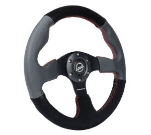 NRG Innovations - NRG Innovations Steering Wheel (320mm/ 2.5in. Deep) Sport Leather / Suede w/ Red Stitch - Image 2