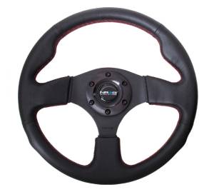 NRG Innovations - NRG Innovations Steering Wheel (320mm/ 2.5in. Deep) Leather w/ Red Stitch - Image 1