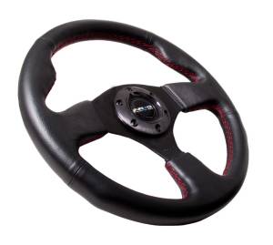 NRG Innovations - NRG Innovations Steering Wheel (320mm/ 2.5in. Deep) Leather w/ Red Stitch - Image 2